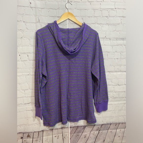 Woman Within Womens Plus Size 1X Purple/Gray Long Sleeve Hooded Pullover Top - Picture 2 of 5